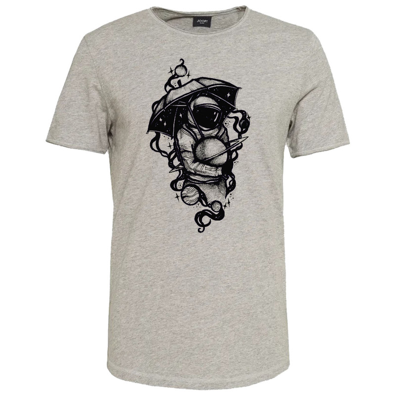 تیشرت آستین کوتاه مردانه مدل فضا کد M194 رنگ طوسی