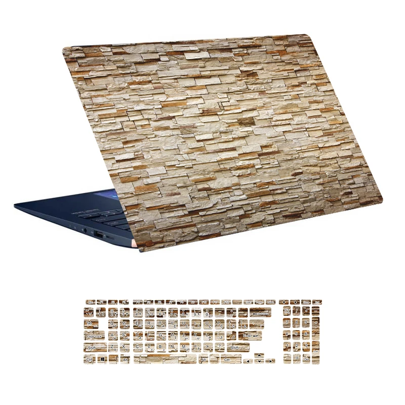 استیکر لپ تاپ توییجین و موییجین طرح Marble کد 61 مناسب برای لپ تاپ 15.6 اینچ به همراه برچسب حروف فارسی کیبورد 