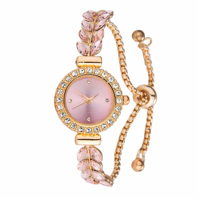 ساعت مچی عقربه ای زنانه مدل نگینی بند کرواتی02 ساعت مچی عقربه ای زنانه مدل نگینی بند کرواتی02