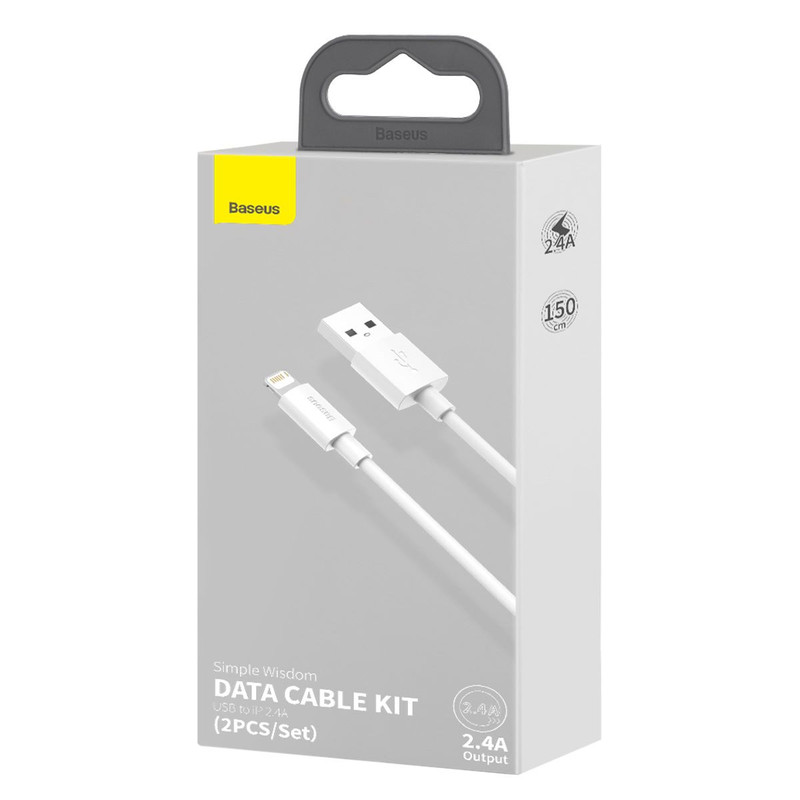 کابل تبدیل USB به لایتنینگ باسئوس مدل Wisdom طول 1.5 متر مجموعه 2 عددی