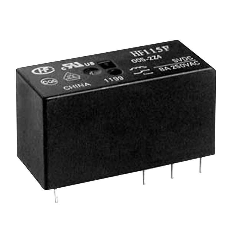 رله 12 ولت دو کنتاکت 8 آمپر 8 پین هونگفا مدل HF115F/012-2ZS4AF