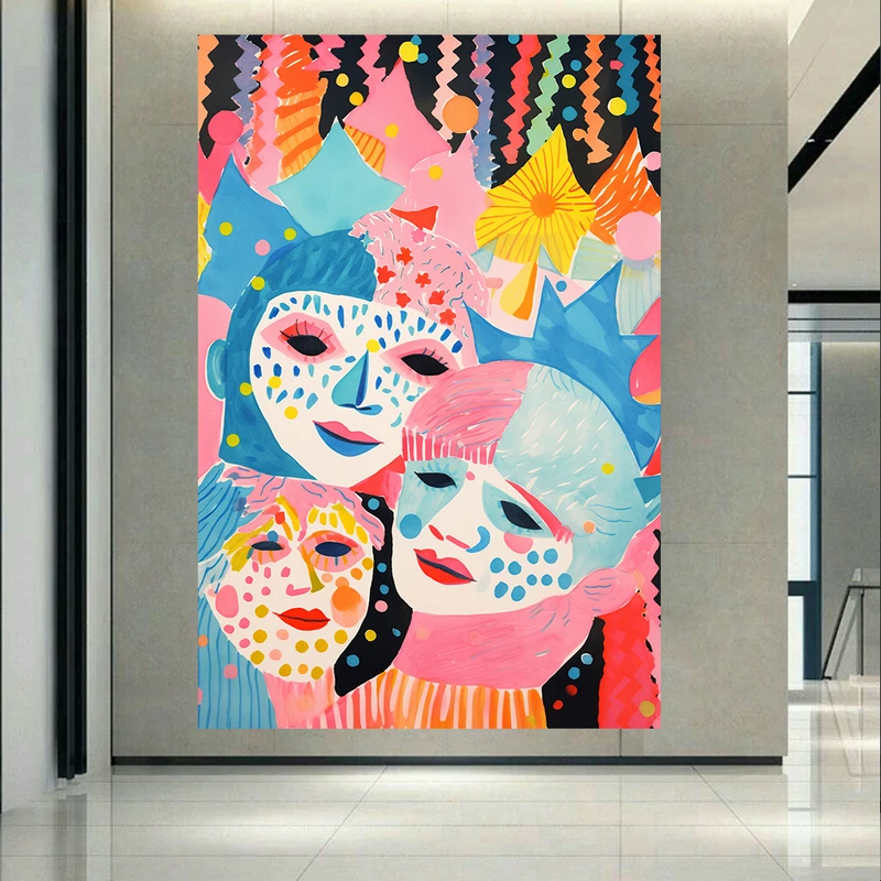  تابلو بوم طرح نقاشی مدرن چهره کد AR32275