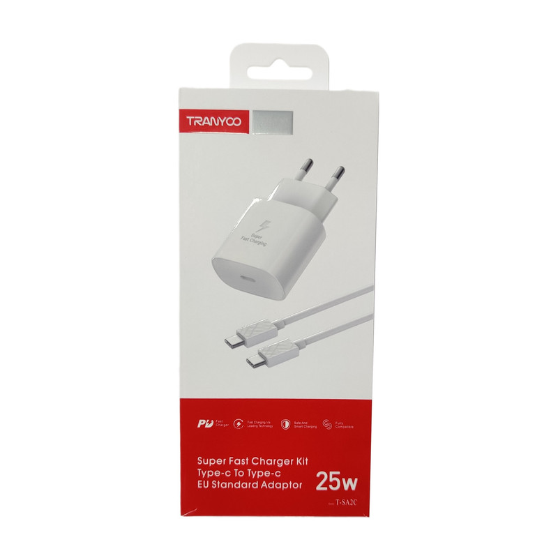 شارژر دیواری 25 وات ترانیو مدل T-SA2Cبه همراه کابل USB-C