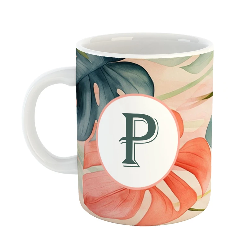 ماگ پادآفرین مدل فانتزی طرح حرف P کد 35