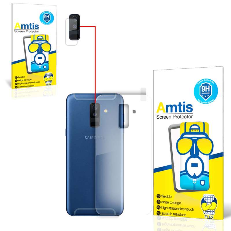 محافظ لنز دوربین امتیس مدل A6 plus مناسب برای گوشی موبایل سامسونگ GALAXY A6 PLUS به همراه محافظ پشت گوشی