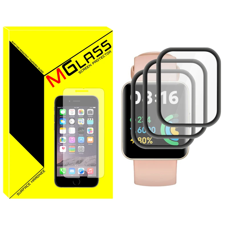محافظ صفحه نمایش نانو ام‌گلس مدل Pmma-MG مناسب برای ساعت هوشمند شیائومی Redmi Watch 2 بسته سه عددی