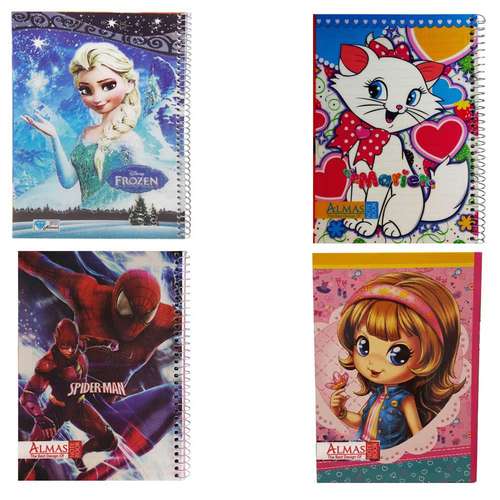 دفتر مشق 50 برگ الماس مدل فانتزی  طرح کارتونی  کد 1 مجموعه 4 عددی 