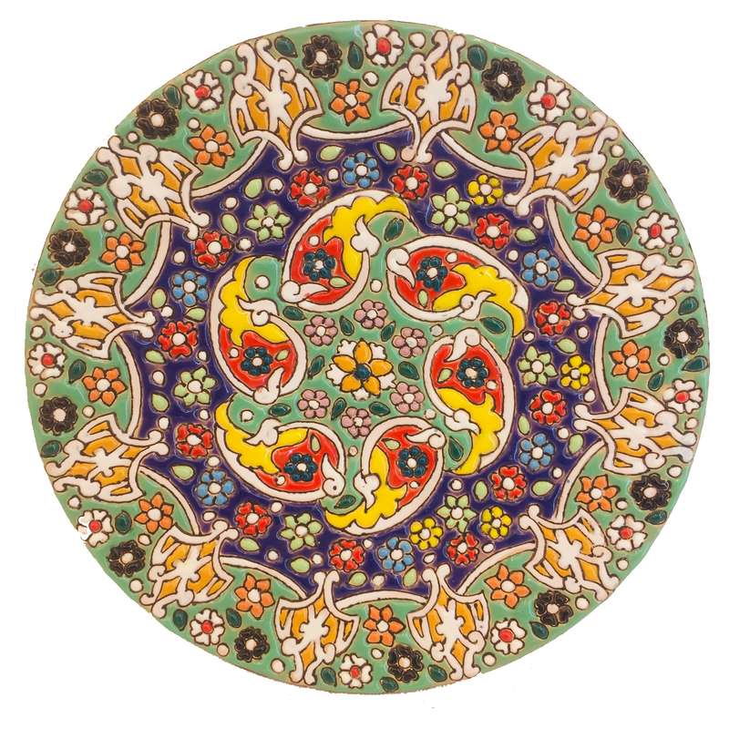 بشقاب میناکاری سفالی زمانیان کد ZMN15017