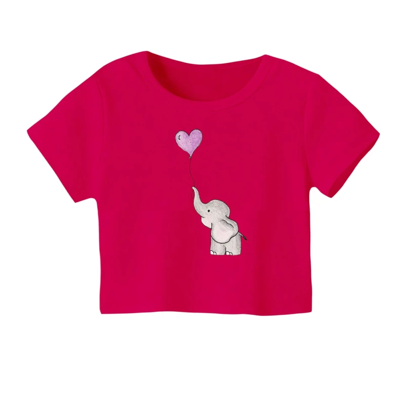 کراپ‌ تی‌شرت آستین کوتاه زنانه مدل فیل کد 11