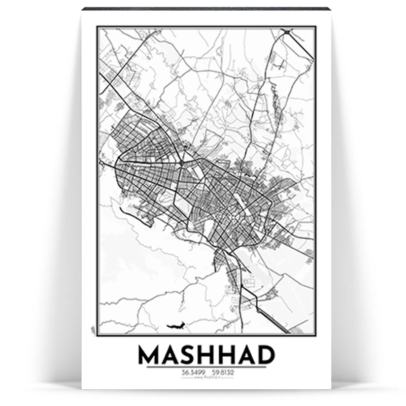 تابلو شاسی آواویز مدل نقشه مشهد کد Avaviz-Map-4G1309