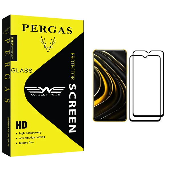 محافظ صفحه نمایش وایلی نایس مدل Pergas Glass مناسب برای گوشی موبایل شیائومی Poco M3 بسته دو عددی