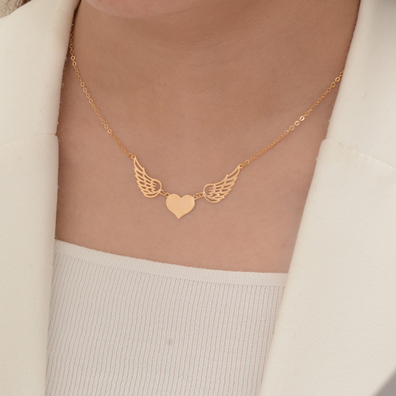 گردنبند طلا 18 عیار زنانه طلای مستجابی مدل قلب و بال کد M42