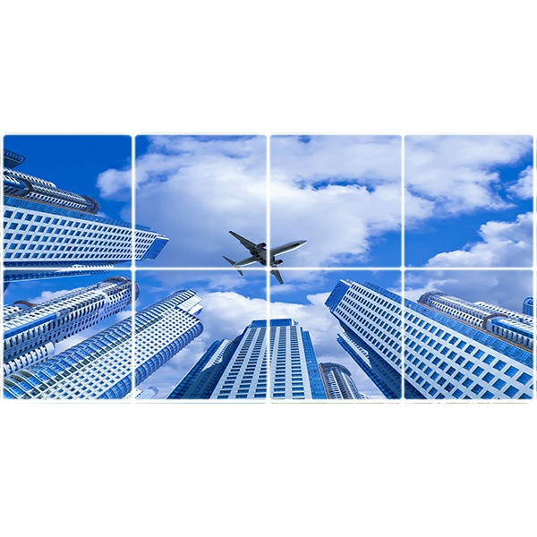  تایل سقفی طرح برج ها و هواپیما کد ST 7236-8 سایز 60x60 سانتی متر مجموعه 8عددی