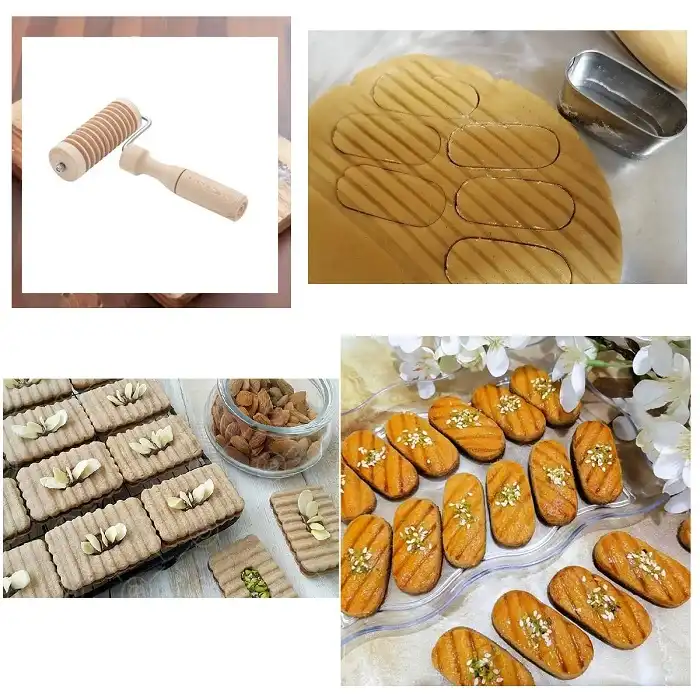 وردنه غلطکی به گز مدل چوبی شیار دار