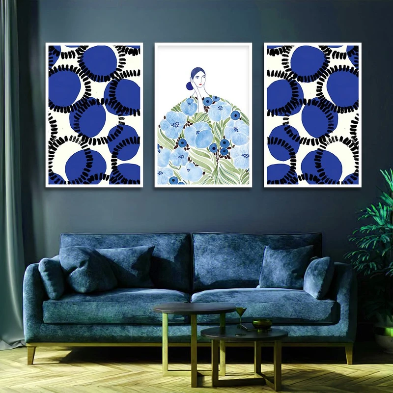 تابلو بکلیت طرح نقاشی مدرن مدل شاین اکلیلی W-1420 مجموعه 3 عددی