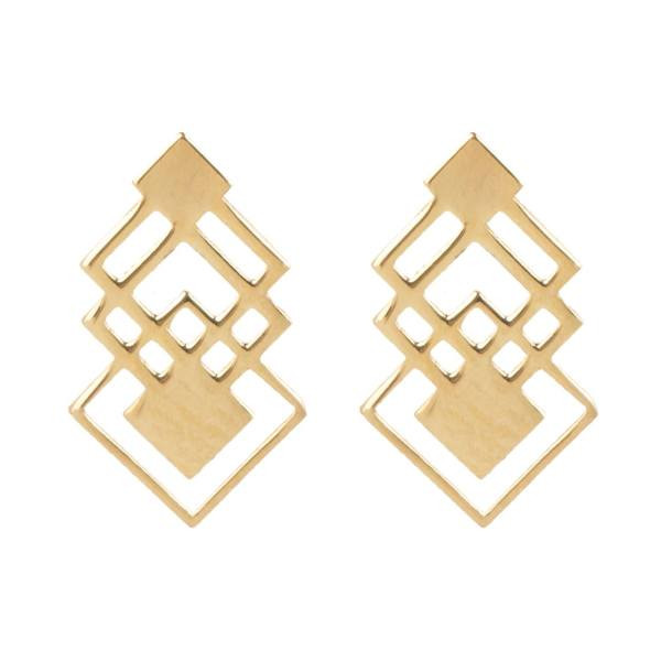 گوشواره میخی طلا 18 عیار زنانه نیکان گلد مدل لوزی  - 3