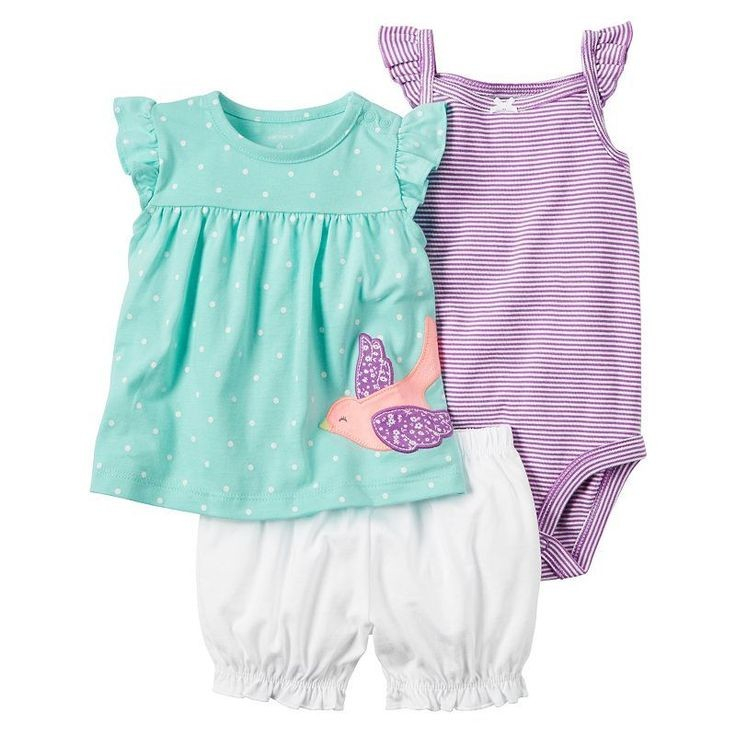 ست 3 تکه لباس نوزادی دخترانه کارترز مدل FM11