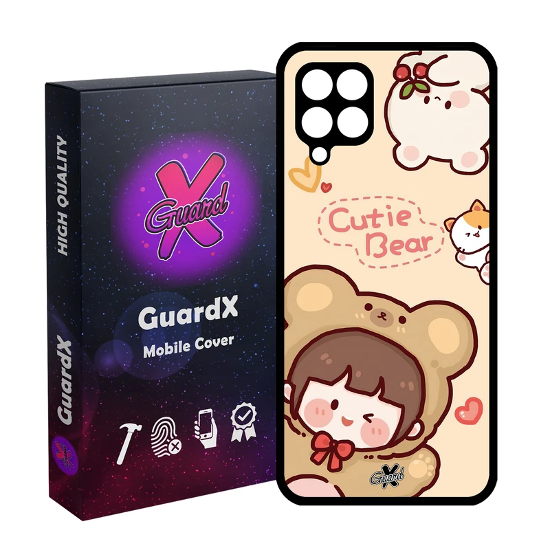 کاور گارد ایکس طرح خرسی مدل Glass10506 مناسب برای گوشی موبایل سامسونگ Galaxy A22 4G