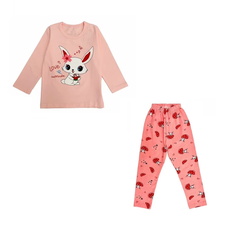 ست تی شرت آستین بلند و شلوار راحتی دخترانه مدل خرگوشی