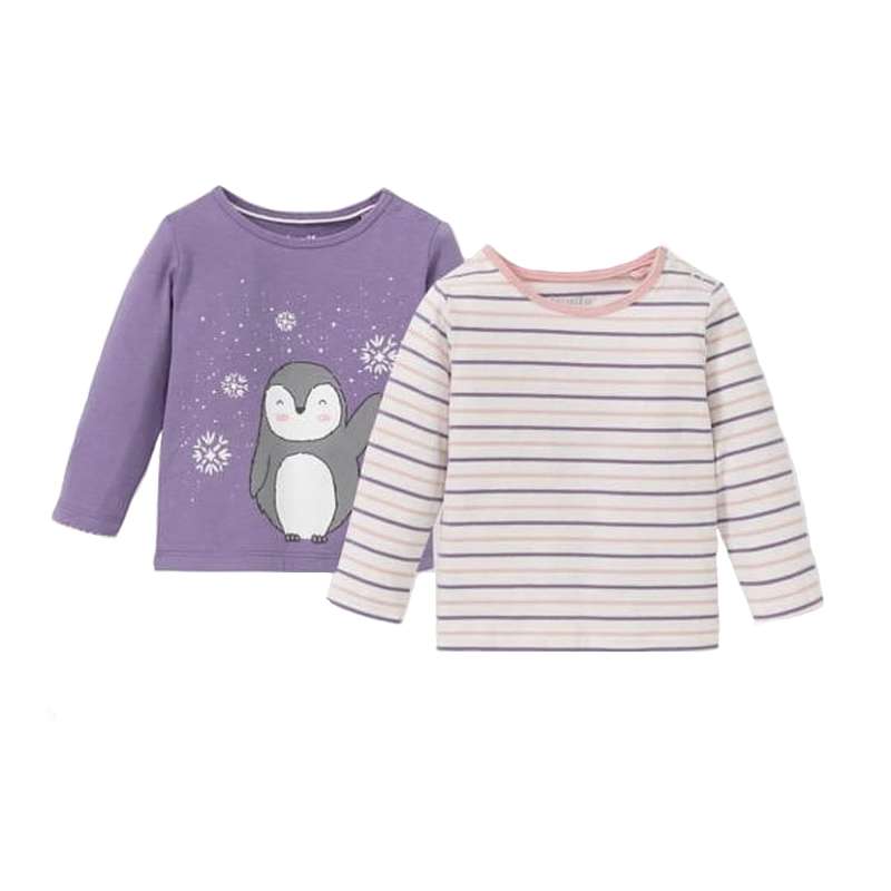 تی شرت آستین بلند دخترانه لوپیلو مدل TiLuGl2022 مجموعه 2 عددی