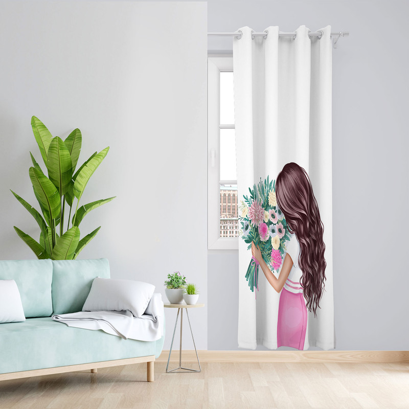 پرده مدل اتاق کودک مخمل پانچی طرح دخترانه کد 4511 سایز 140x280 سانتی متر