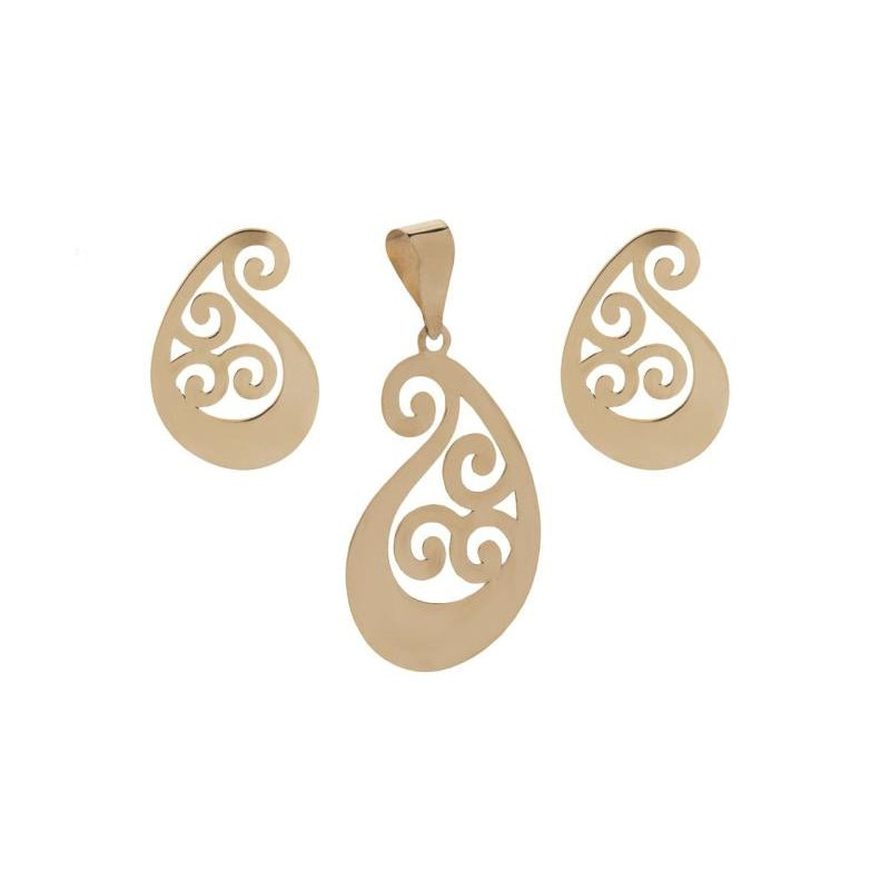 نیم ست طلا 18 عیار زنانه مدل بته جقه کد GH6325