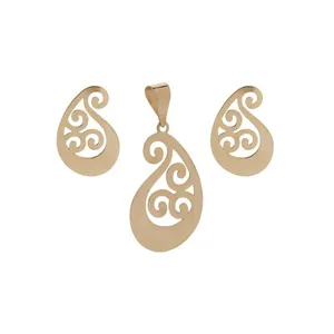 نیم ست طلا 18 عیار زنانه قیراط طرح بته جقه کد GH6325
