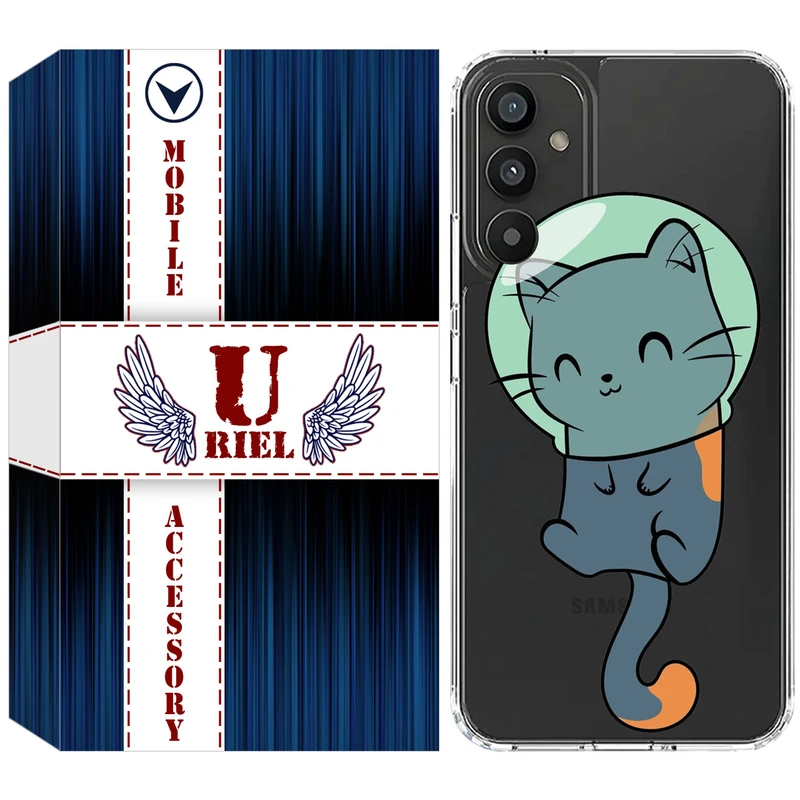 کاور یوریل مدل Clear کد 61 طرح گربه مناسب برای گوشی موبایل سامسونگ Galaxy A14 5G / A14 4G