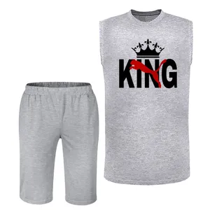 ست تاپ و شلوارک مردانه مدل KING کد J04 رنگ طوسی