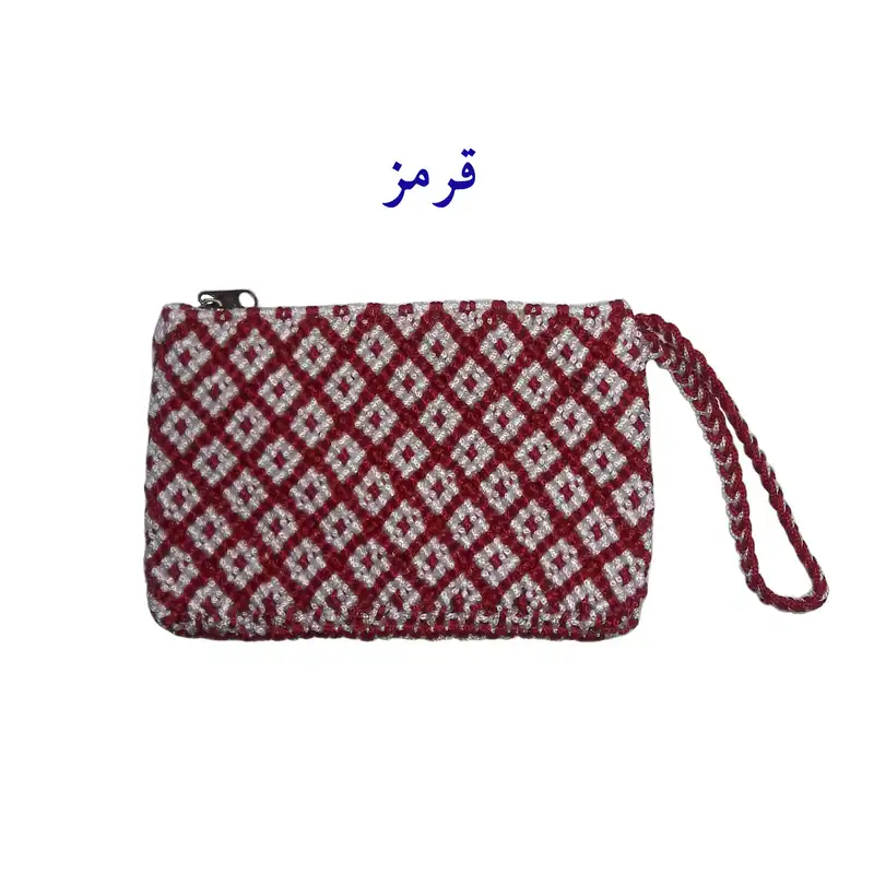 کیف بافتنی مدل لوزی خالدار کد 14039