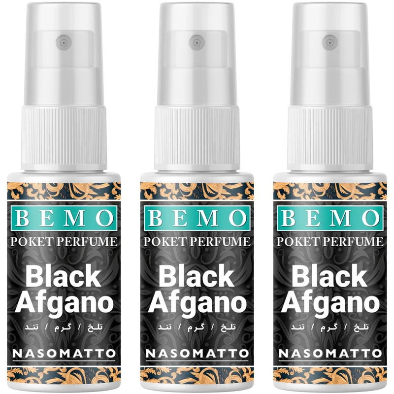 عطر جیبی بمو مدل Black Afgano حجم 20 میلی لیتر بسته 3 عددی