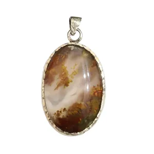 آویز گردنبند نقره زنانه مدل سنگ شجر