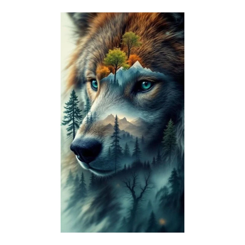 استیکر پارچه و لباس پاد آفرین مدل گرگ درخت طبیعت کد 3158