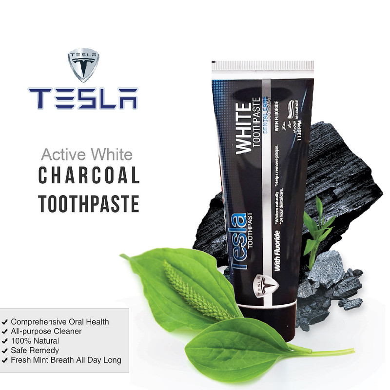خمیر دندان تسلا مدل charcoal وزن 100 گرم مجموعه 2 عددی