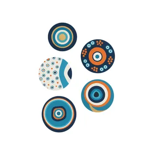 بشقاب دیوارکوب سفالی کد 851 مجموعه 5 عددی