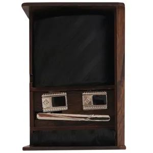 ست کراوات و دستمال جیب و دکمه سردست و گیره کراوات مردانه مدل PJ-107668