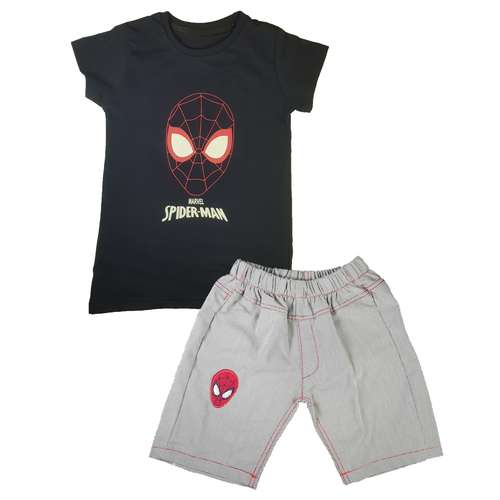 ست تی شرت آستین کوتاه و شلوارک پسرانه مدل اسپایدرمن کد 01B