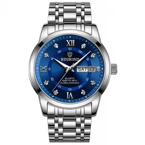 ساعت مچی عقربه‌ای کوارتز مردانه بین باند مدل لوکس کلاسیک دی دیت بند طرح بافت قفل مخفی کد ۶