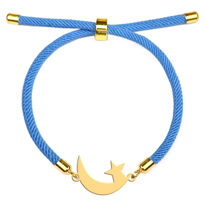 دستبند طلا 18 عیار دخترانه وی وی گلد گالری مدل ماه و ستاره کد BS2204