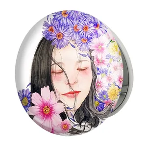 آینه جیبی خندالو طرح دخترونه مدل تاشو کد 6117 