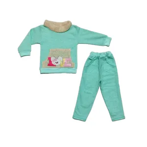 ست سویشرت و شلوار دخترانه مدل یقه بافت