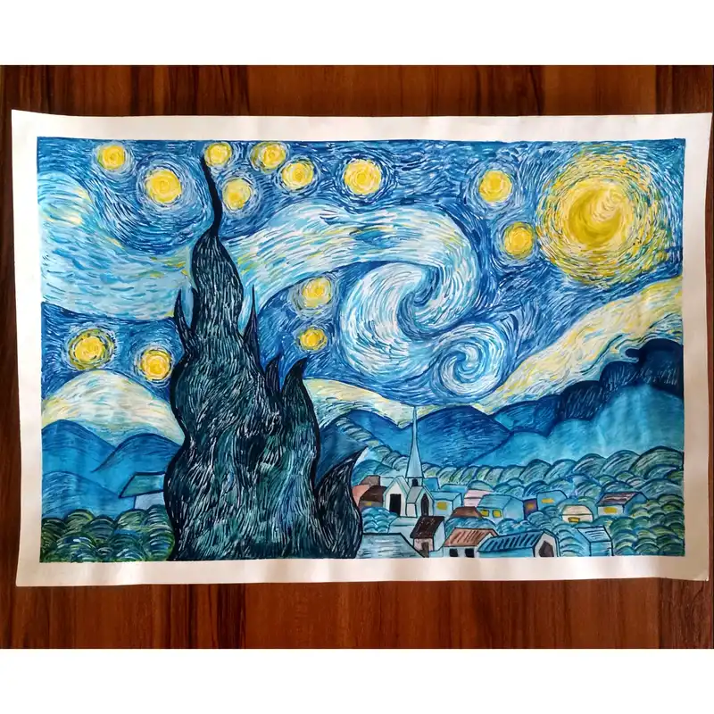 نقاشی طرح شب پرستاره کد 60