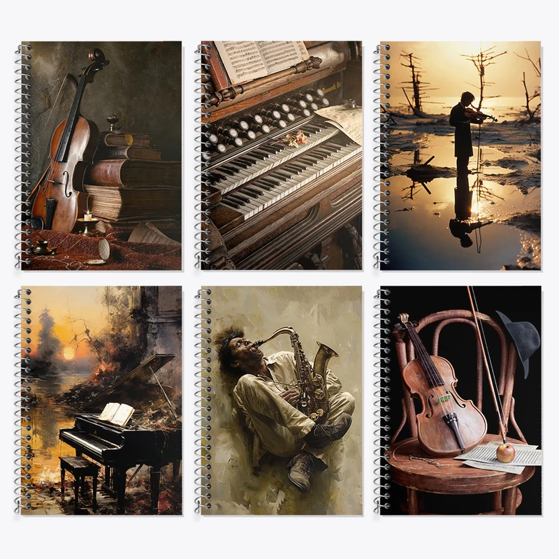 دفتر زبان 50 برگ خندالو مدل دو خط طرح ویولن و پیانو کد 956 مجموعه 6 عددی