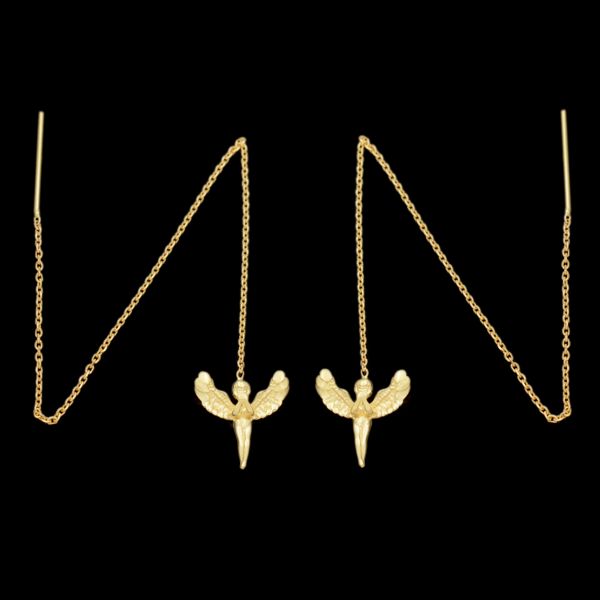 گوشواره طلا 18 عیار زنانه طلای مستجابی مدل بخیه ای فرشته کد 670173