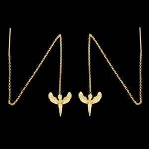 گوشواره طلا 18 عیار زنانه طلای مستجابی مدل بخیه ای فرشته کد 670173