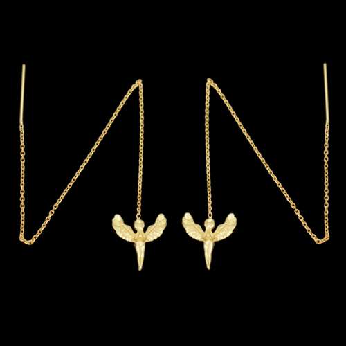 گوشواره طلا 18 عیار زنانه طلای مستجابی مدل بخیه ای فرشته کد 670173