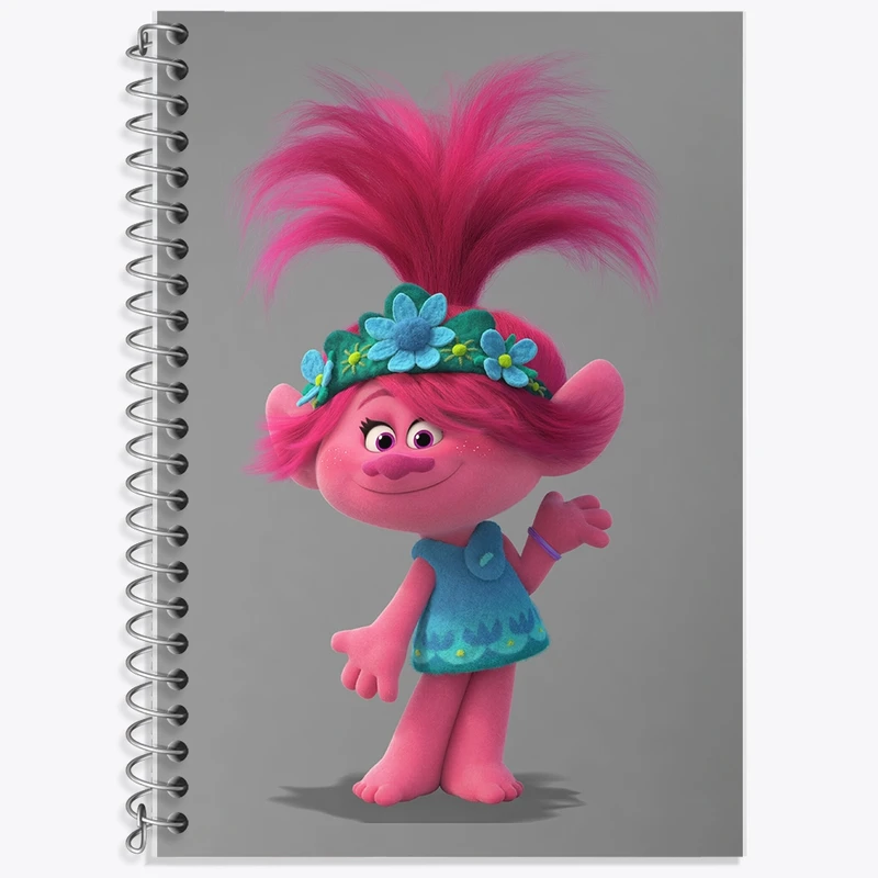 دفتر زبان 50 برگ خندالو مدل سه خط طرح ترول ها (Trolls) کد F2161