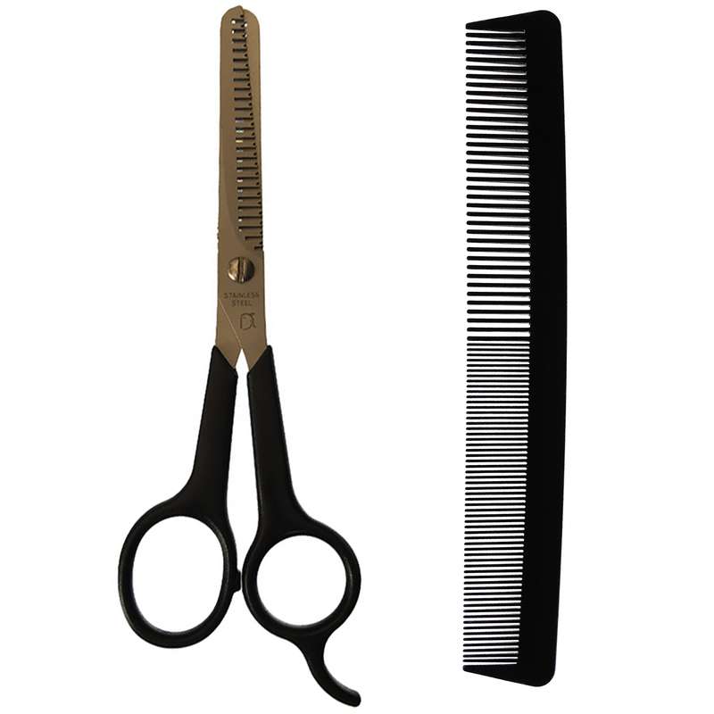 قیچی پیتاژ مدل دو لبه کد R34C به همراه شانه مو قیچی پیتاژ مدل دو لبه کد R34C به همراه شانه مو