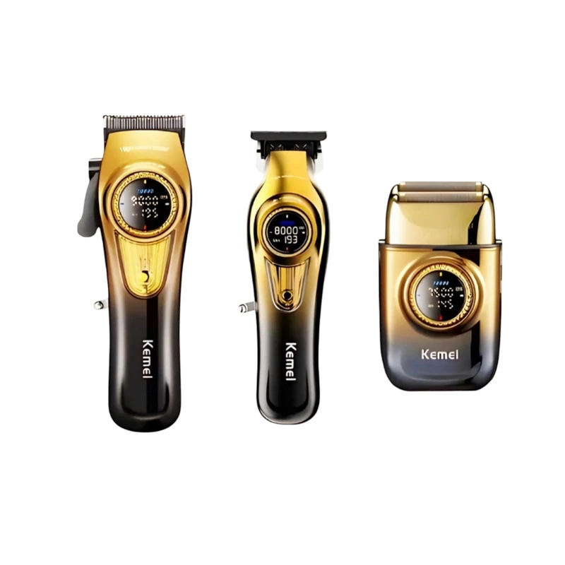 ماشین اصلاح موی سر و صورت شارژی کیمی مدل km-8557 مجموعه 3 عددی