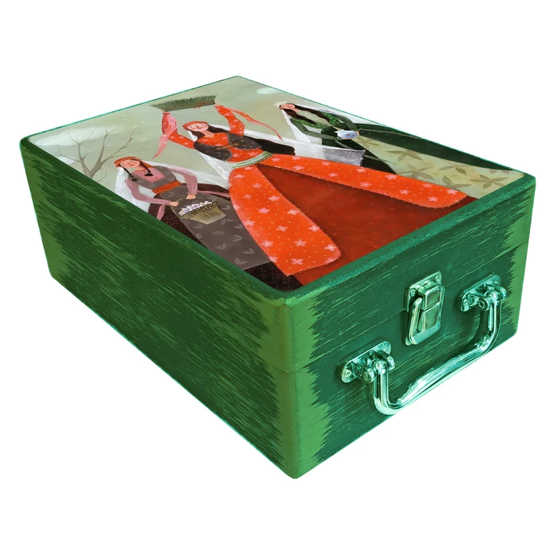  جعبه هدیه مدل چمدان چوبی طرح بهاری کد WS704